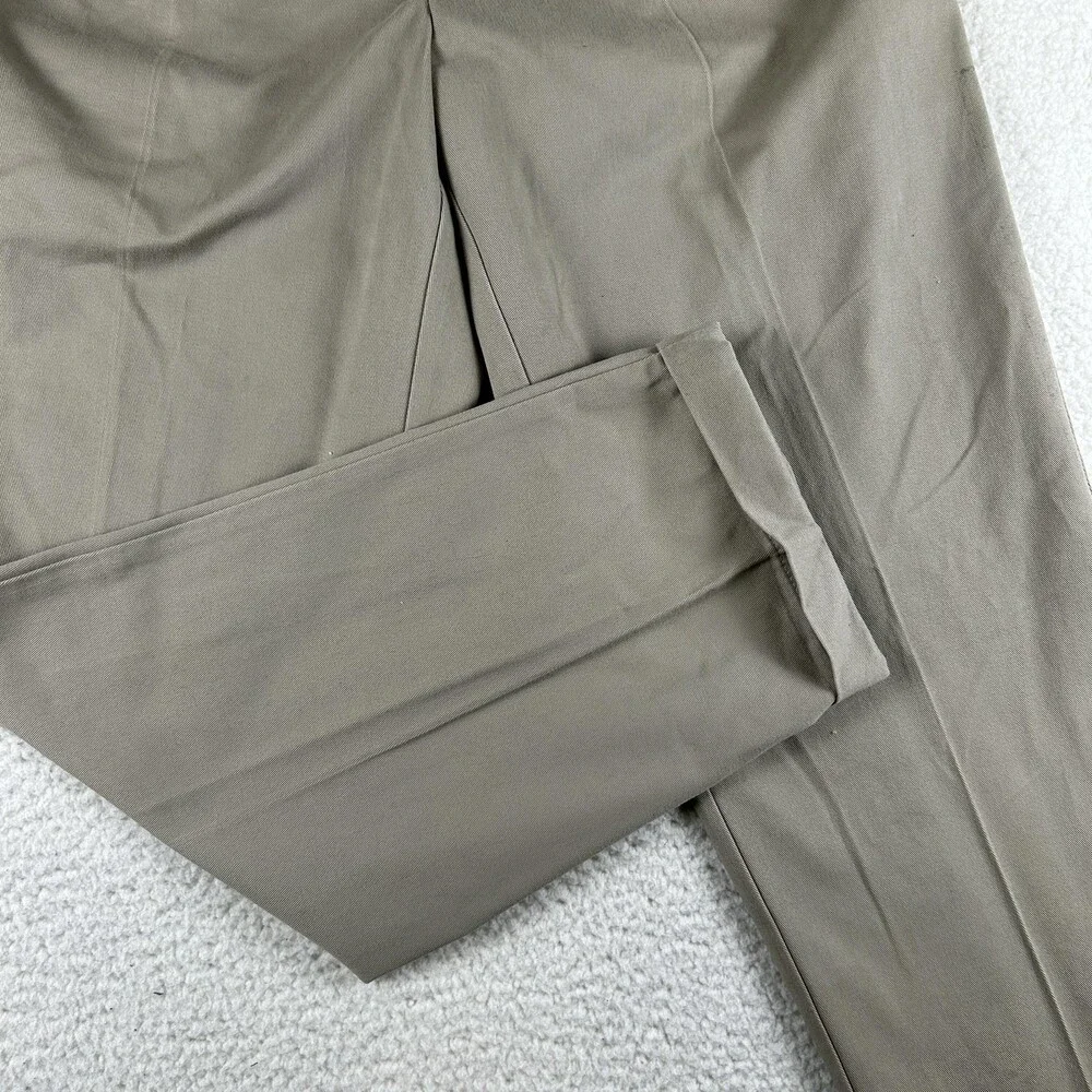 IZOD Pants Mens 35x30 Beige Wrinkle Free American Chino Pleated Cuffed